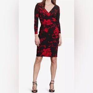 Lauren Ralph Lauren Black and Red Long Sleeve Dress